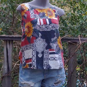 Sunflower & Paisley 100% SILK Unique Tank